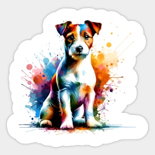 Russell Terrier in Colorful Abstract Splash Art Sticker